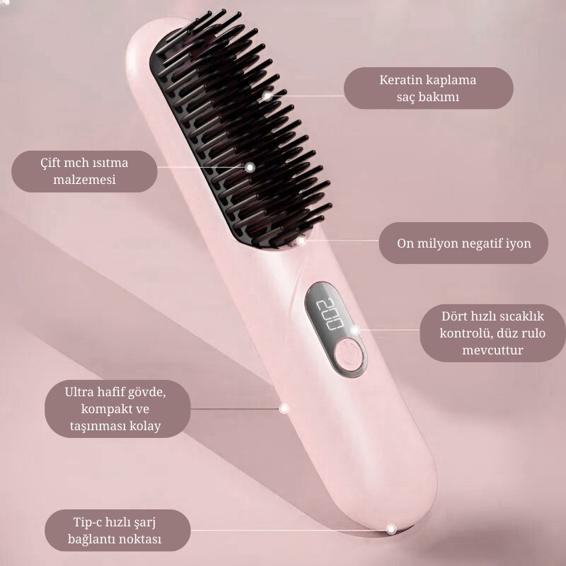 Rosèra GlowComb™ – Kablosuz Saç Düzleştirici Tarak